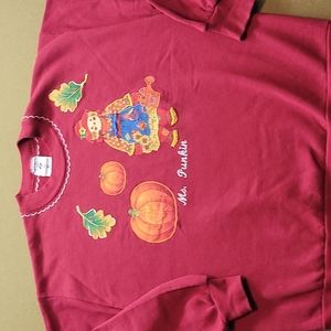Vintage USA Made Autumn/Fall Theme "Ms Punkin" Crewneck Sweatshirt Large Maroon